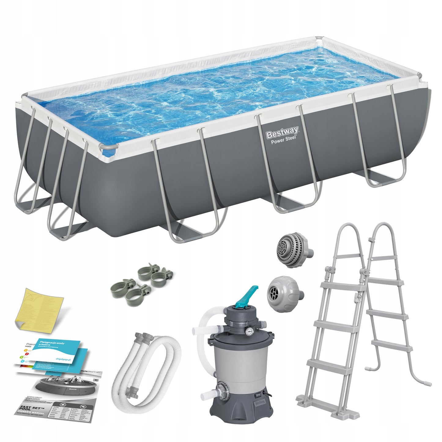 Sodo baseinas surenkamas + smėlio siurblys 404x201x100cm Bestway rinkinys 9in1