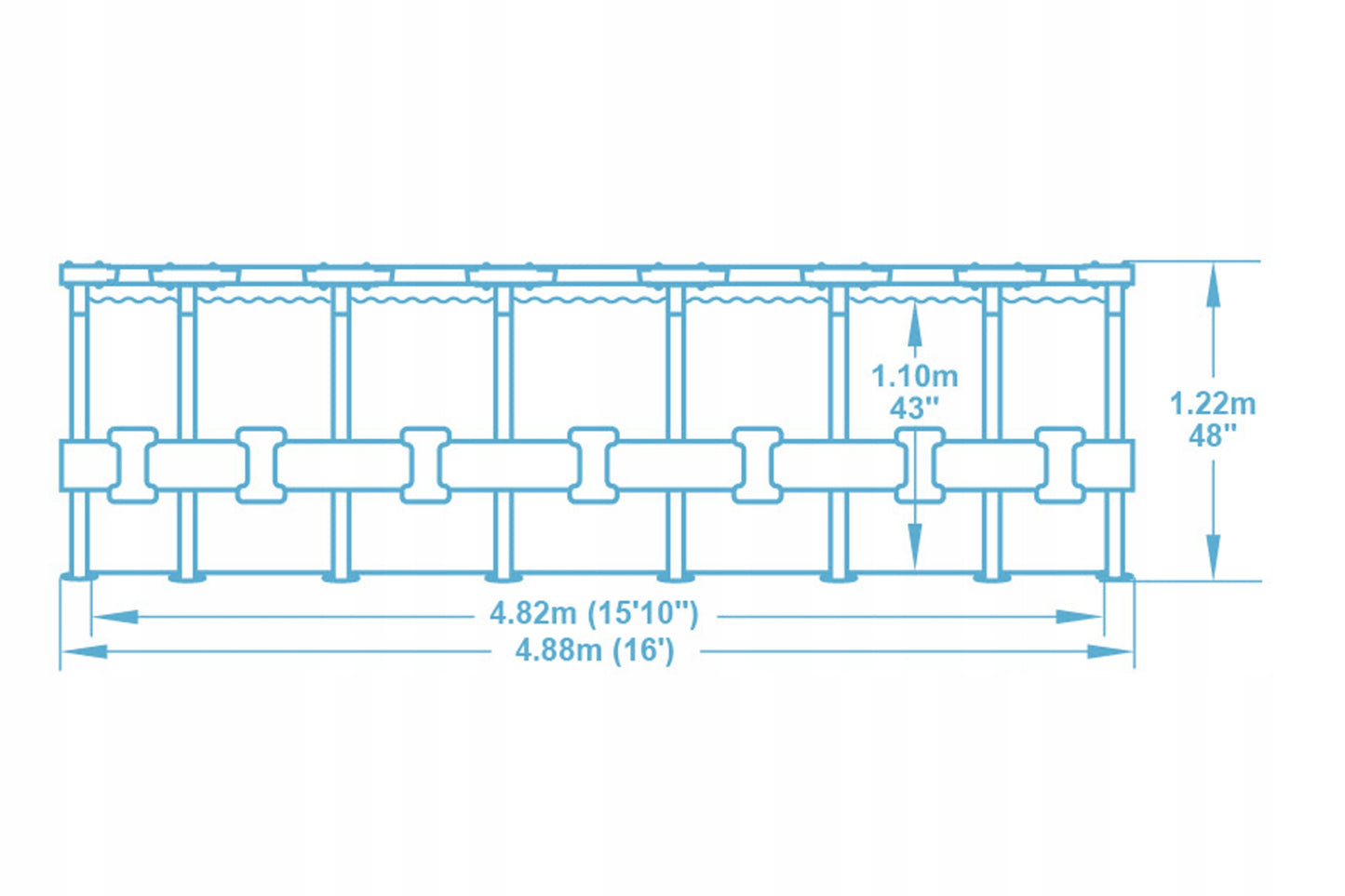 SURENKAMAS SODO BASEINAS 488x122cm BESTWAY 11in1