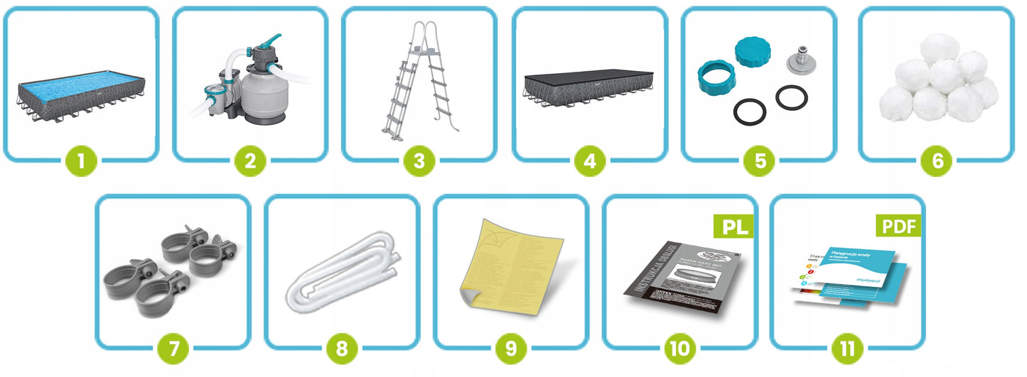 STAČIAKAMPIS SODO SURENKAMAS BASEINAS 956x488x132cm APX RINKINYS 11in1 BESTWAY