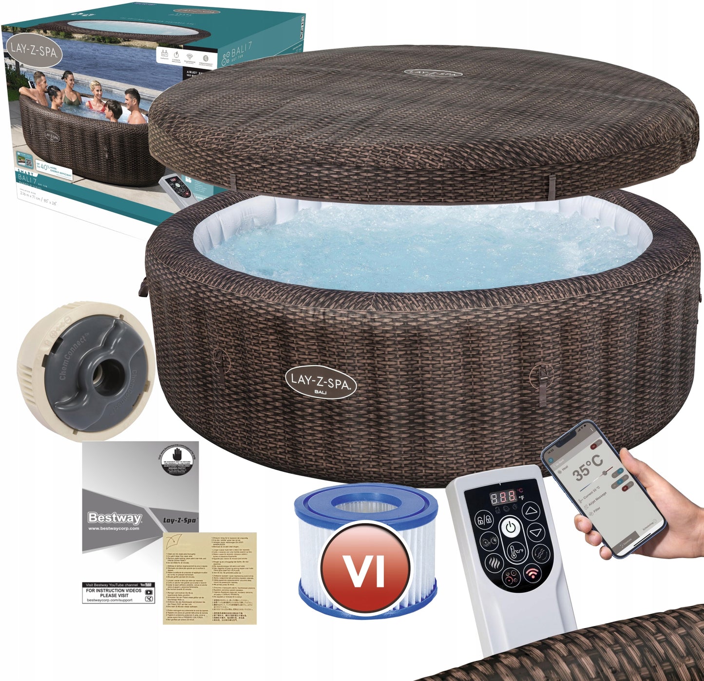 PRIPUČIAMAS SODO SPA AirJet Bali HYDROMASSAGE Bestway 7 asmenims