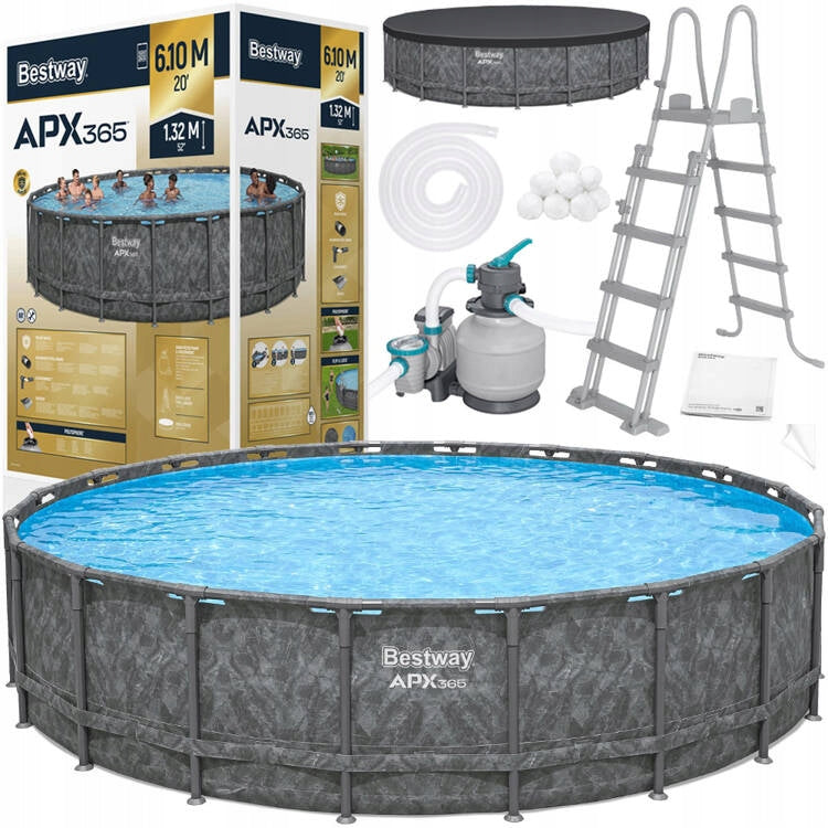 Apvalus SODO SURENKAMAS BASEINAS 610x132cm APX RINKINYS 11in1 BESTWAY
