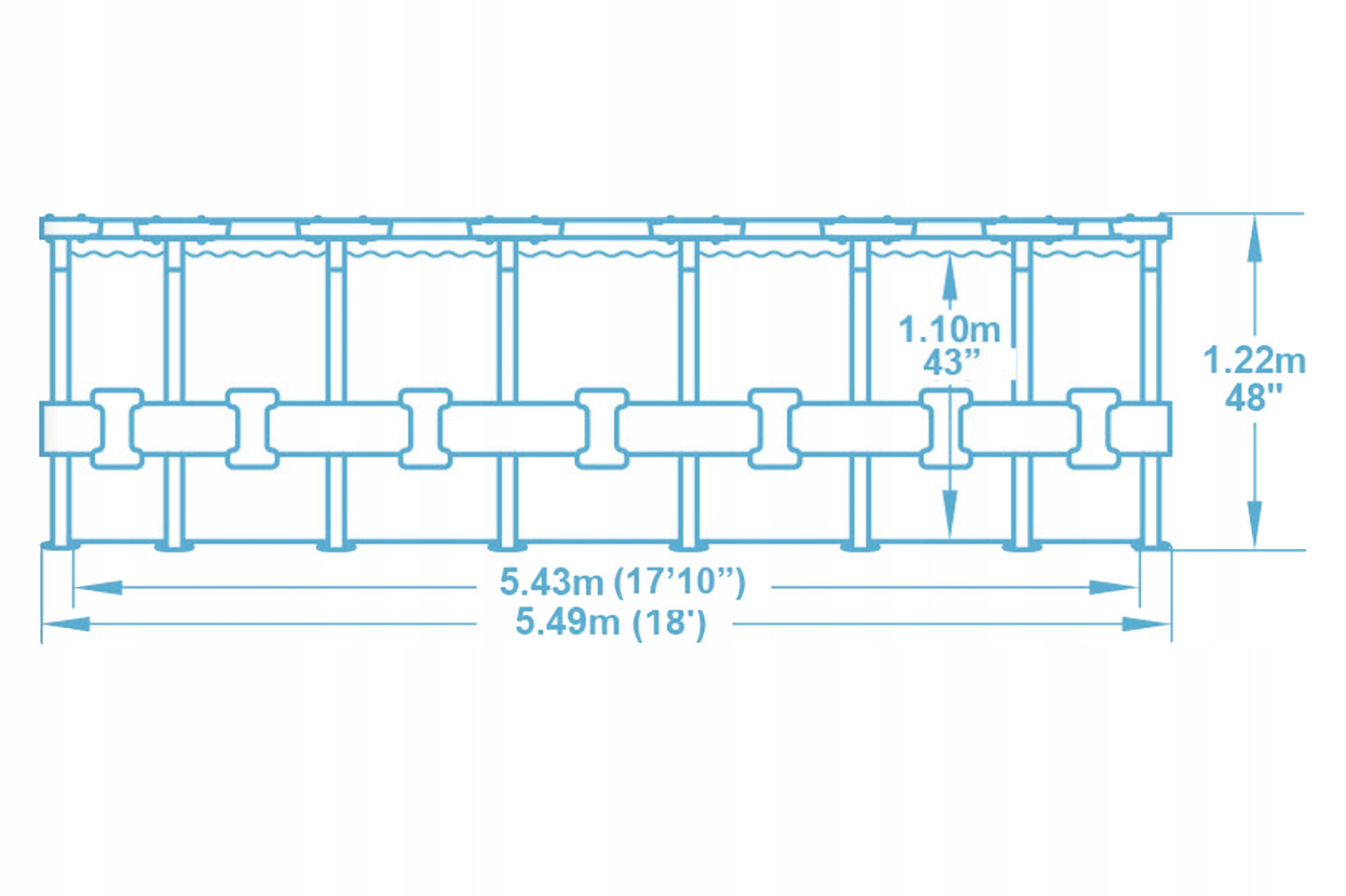 APVALUS SODO SURENKAMAS BASEINAS 549x122cm BESTWAY RINKINYS 18in1