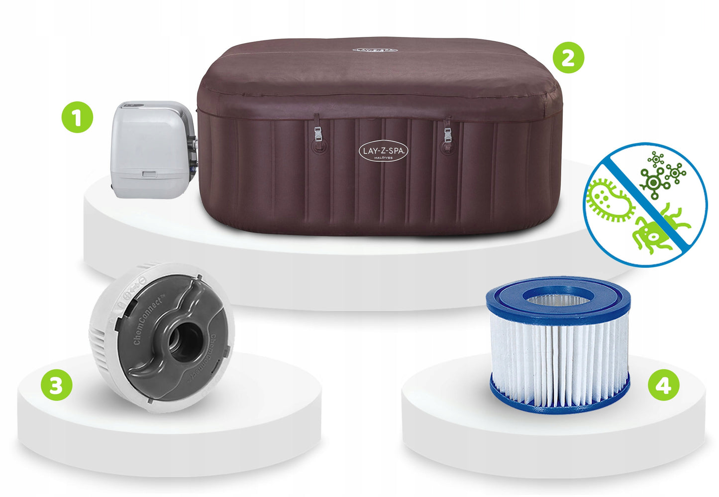 PRIPUČIAMAS SODO SPA Hydrojet Maldives Pro WIFI PROGRAMAS Bestway 7 asm.