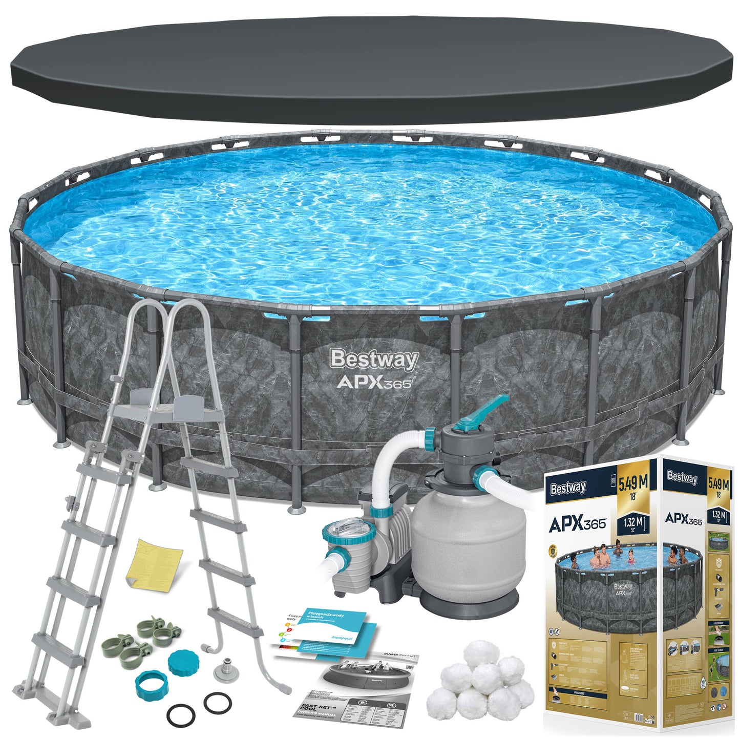 Apvalus SODO SURENKAMAS BASEINAS 549x132cm APX RINKINYS 11in1 BESTWAY