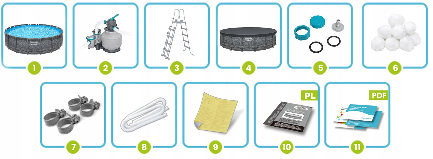 Apvalus SODO SURENKAMAS BASEINAS 549x132cm APX RINKINYS 11in1 BESTWAY