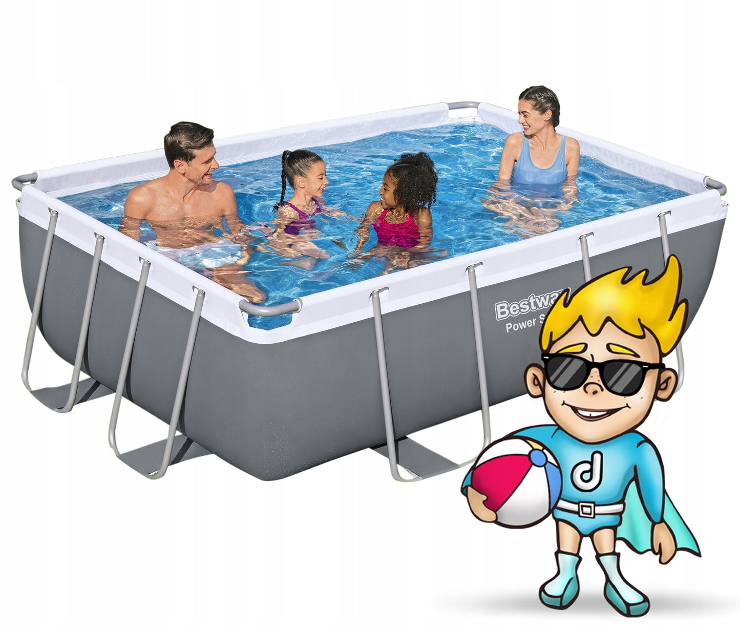 Sodo stovo baseinas su siurbliu 282x196x84cm Bestway rinkinys 9in1