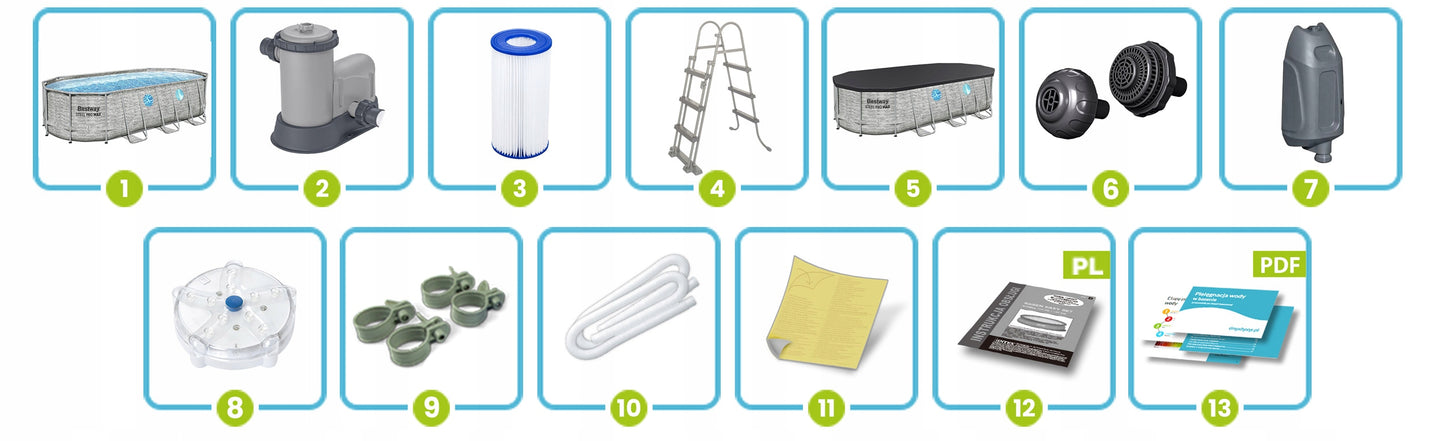 SODO SURENKAMAS BASEINAS OVALAS 610x366x122 cm RINKINYS 13in1 BESTWAY