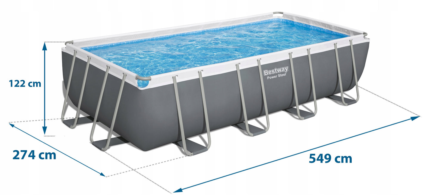 Sodo rėmo baseinas 549x274x122cm Bestway rinkinys 18in1