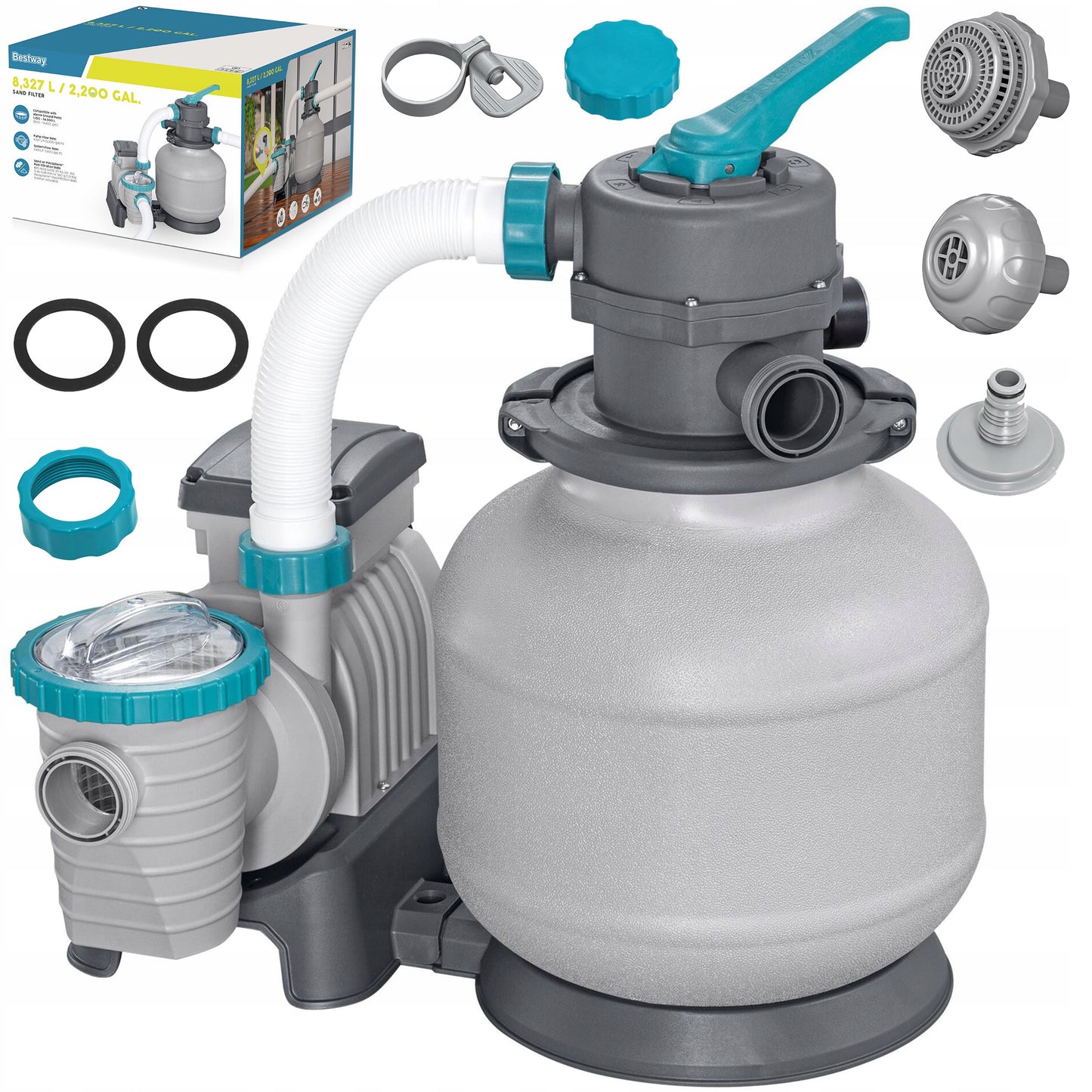 Sand pump for swimming pools filter for swimming pools 8327 L/h fittings hoses Bestway