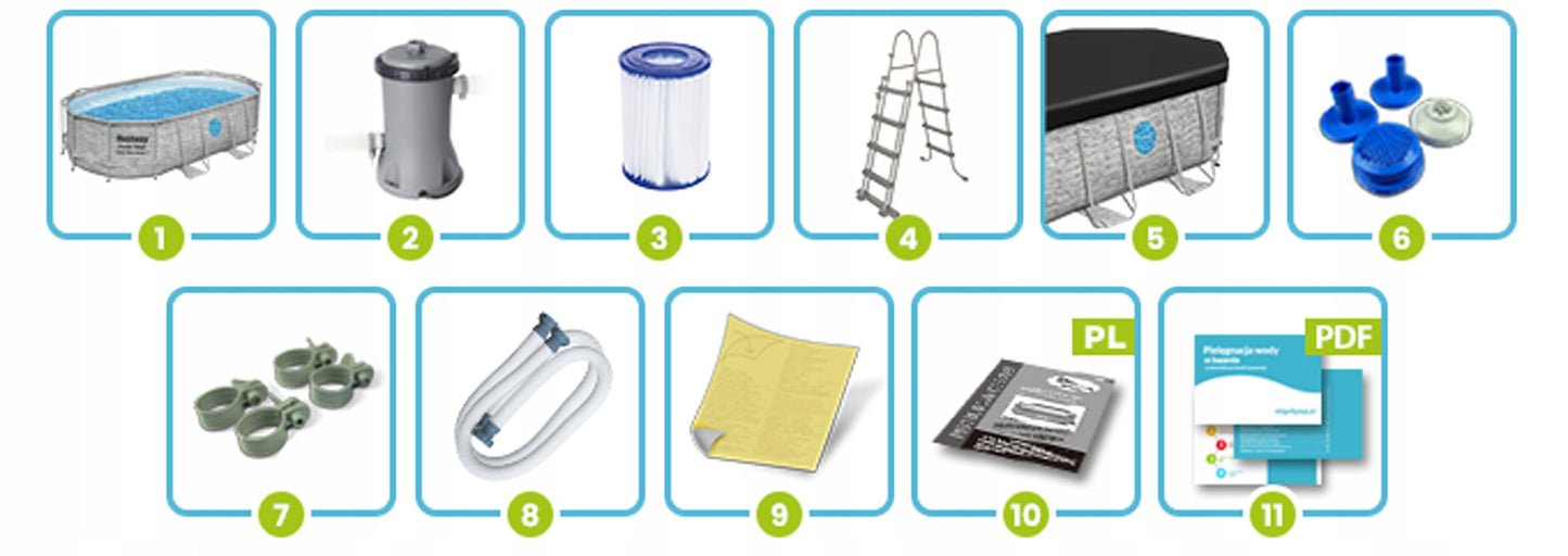 OVALUS SODO SURENKAMAS BASEINAS 427x250x100 BESTWAY RINKINYS 11in1