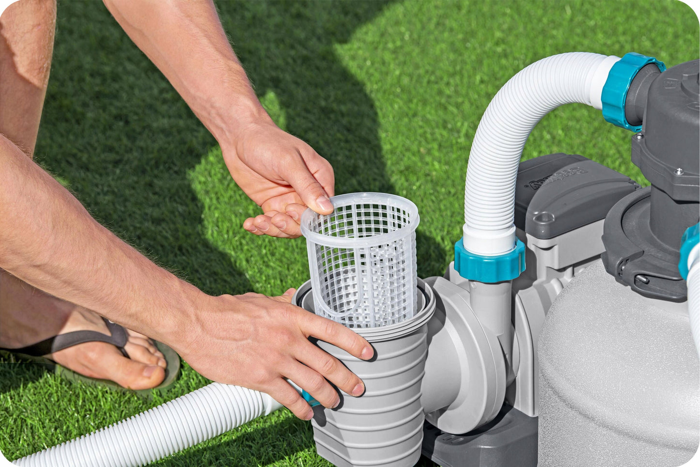 Smėlio siurblys baseino filtrui 8327 l/h + smėlio 25kg jungiamosios žarnos Bestway