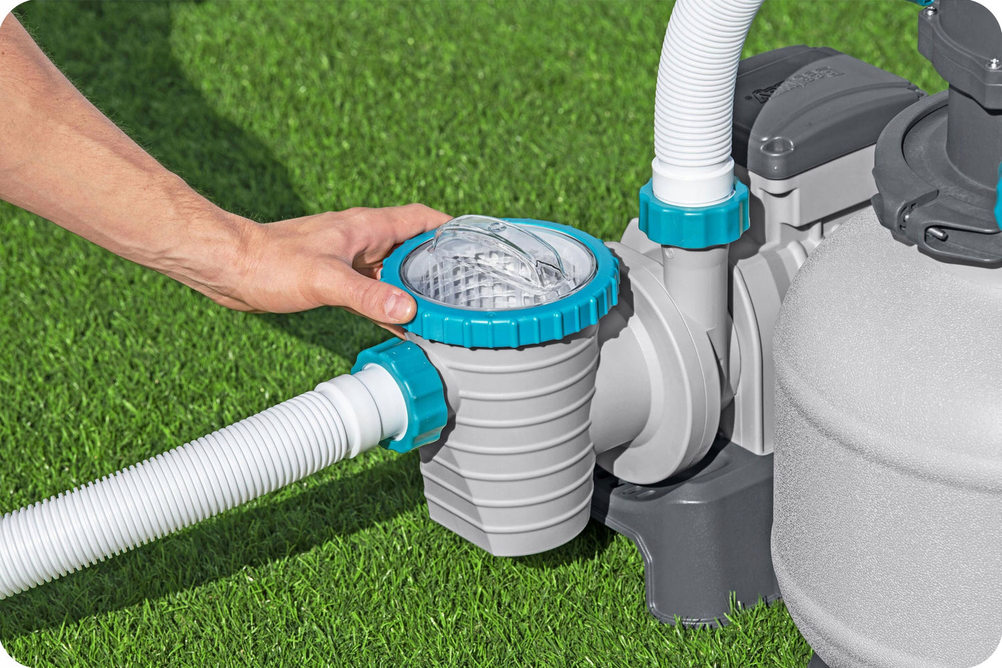 Smėlio siurblys baseino filtrui 8327 l/h + smėlio 25kg jungiamosios žarnos Bestway