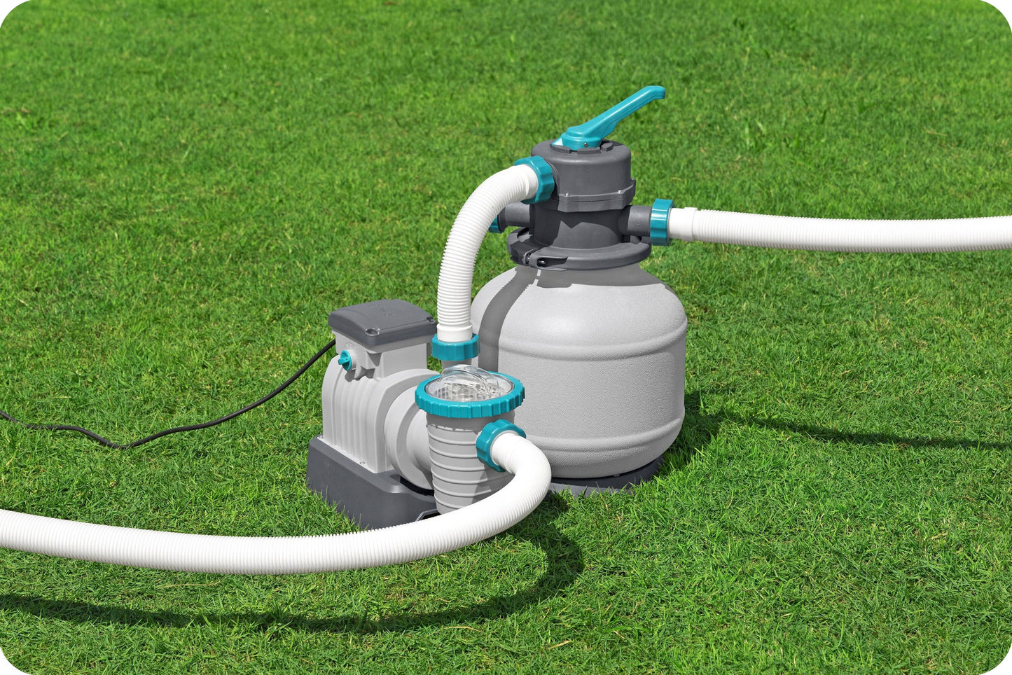 Smėlio siurblys baseino filtrui 8327 l/h + smėlio 25kg jungiamosios žarnos Bestway