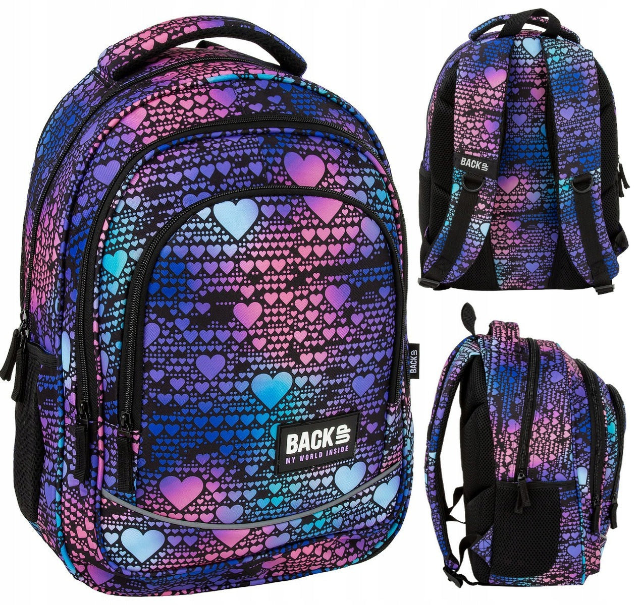 Mokykline kuprine BackUP 26L – Hearts Holo (X18)