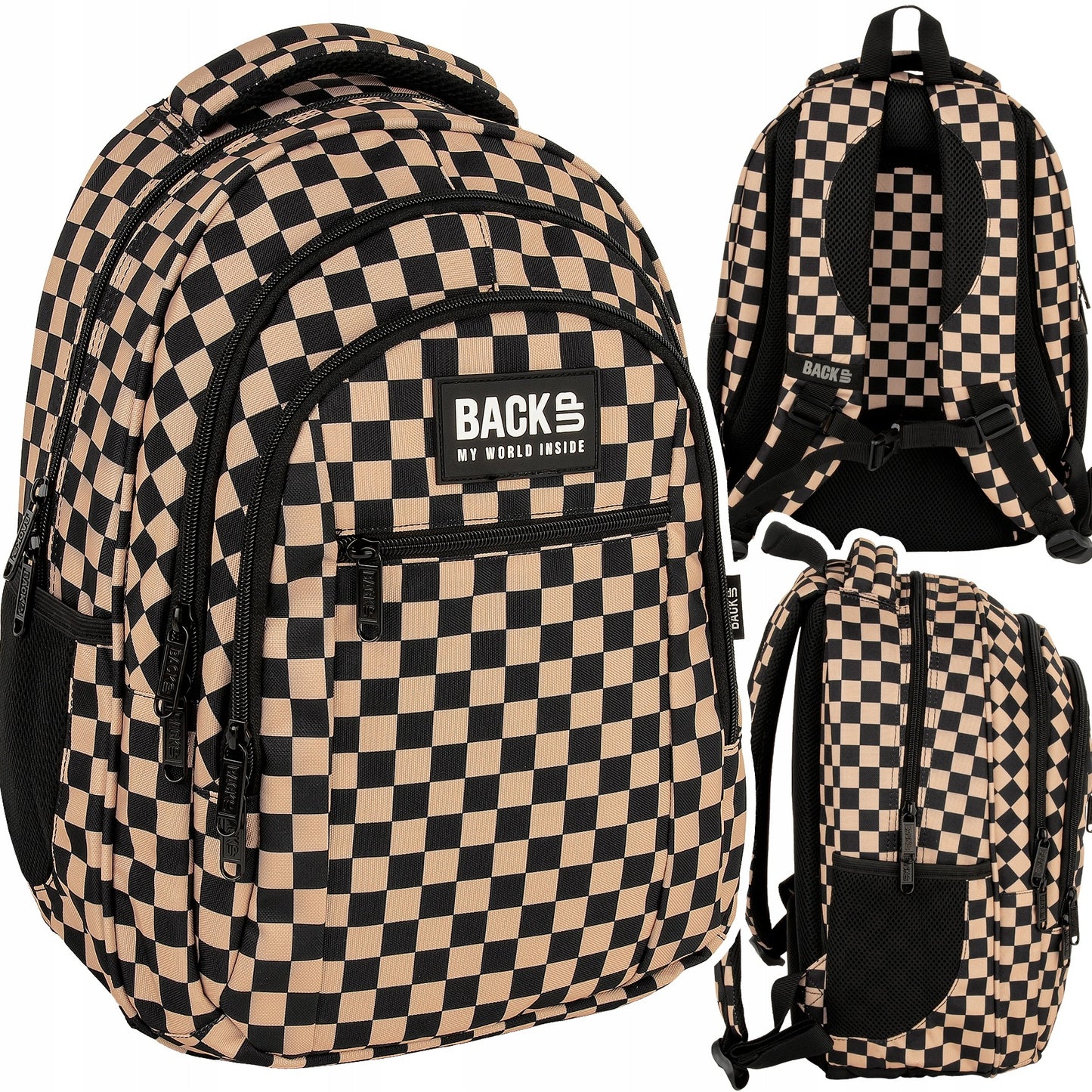 Mokykline kuprine BackUP 26L – Checkerboard Beige