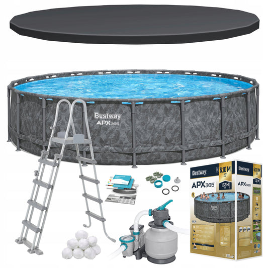 Apvalus SODO SURENKAMAS BASEINAS 610x132cm APX RINKINYS 11in1 BESTWAY