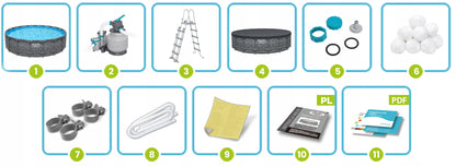 Apvalus SODO SURENKAMAS BASEINAS 549x132cm APX RINKINYS 11in1 BESTWAY