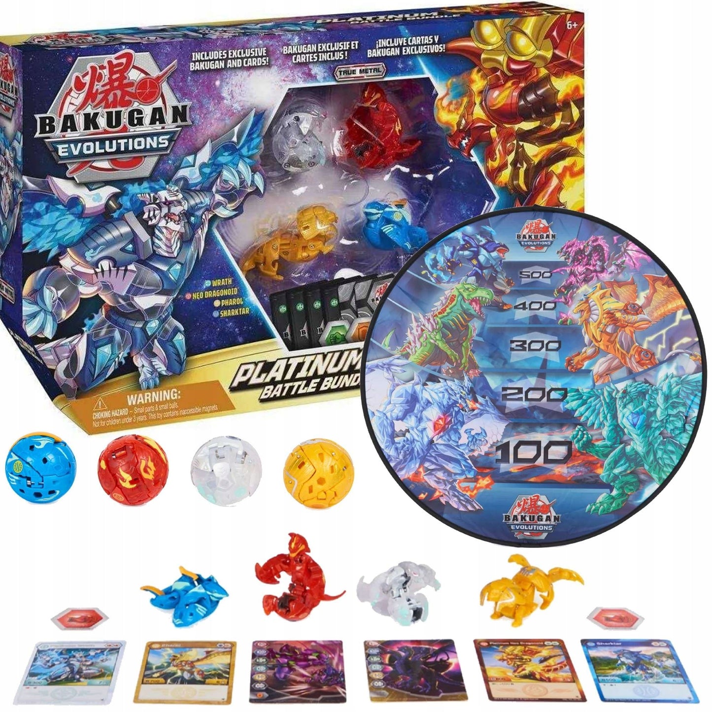 BAKUGAN EVOLUTIONS PLATINUM FIGURES RINKINYS + KILIMĖLIS