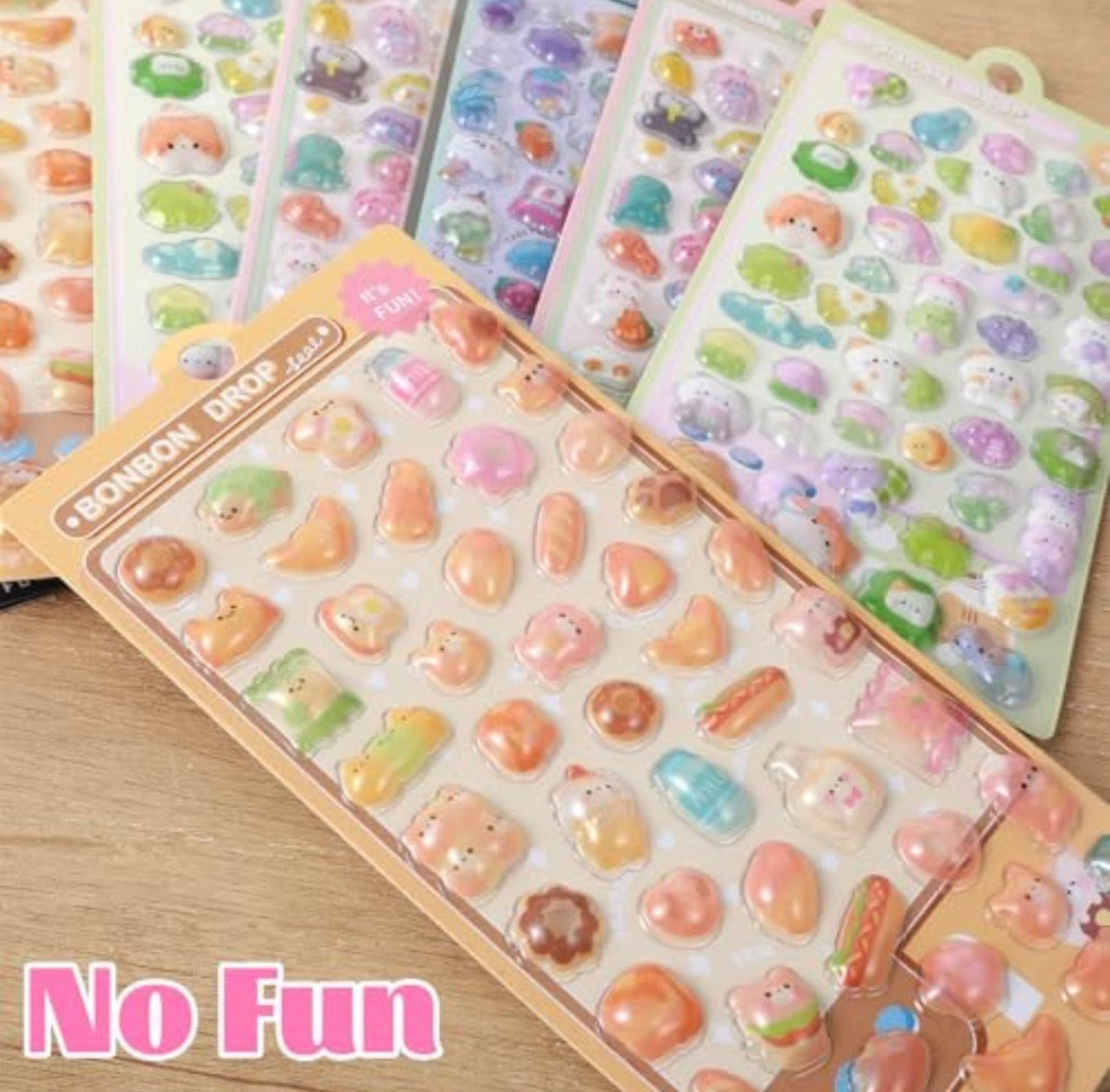 Kawaii Jelly 3D gelinių lipdukų rinkinys – 8 lapai, 400+ lipdukų