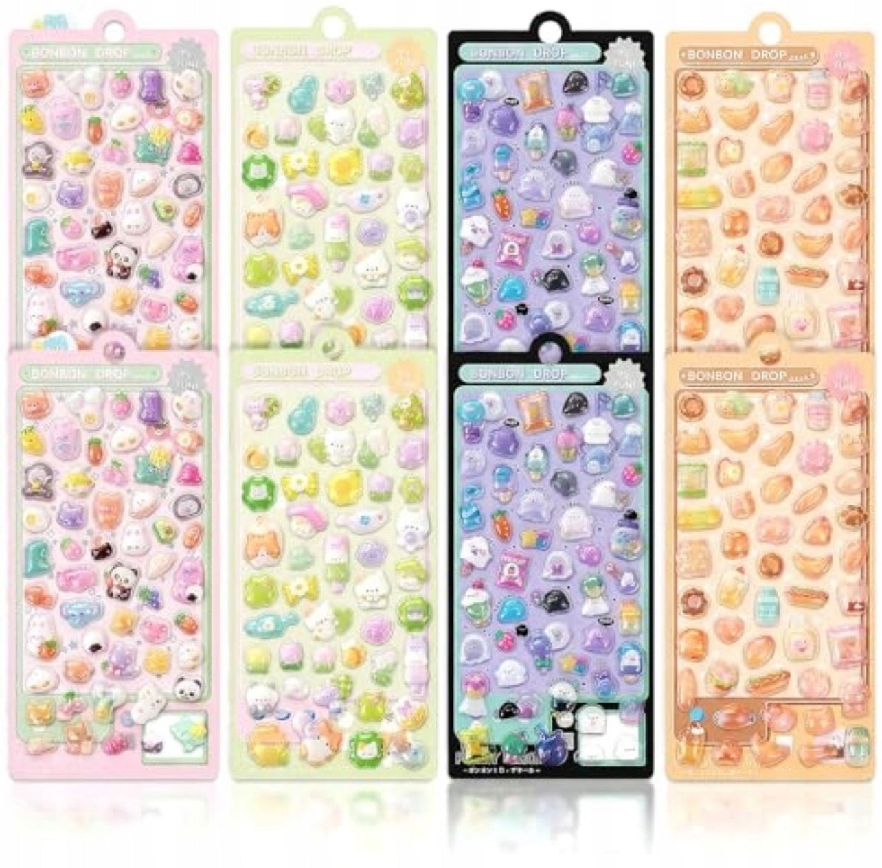 Kawaii Jelly 3D gelinių lipdukų rinkinys – 8 lapai, 400+ lipdukų