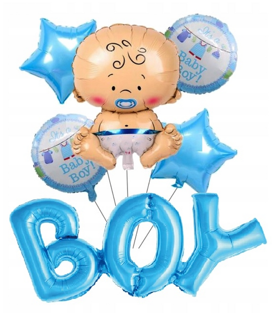 A set of birthday balloons for a newborn