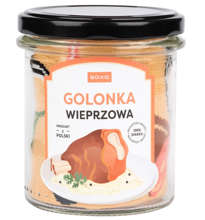 Ilgos linksmos vyriškos kojinės tradicinio lenkiško karkos patiekalo Golonka motyvu