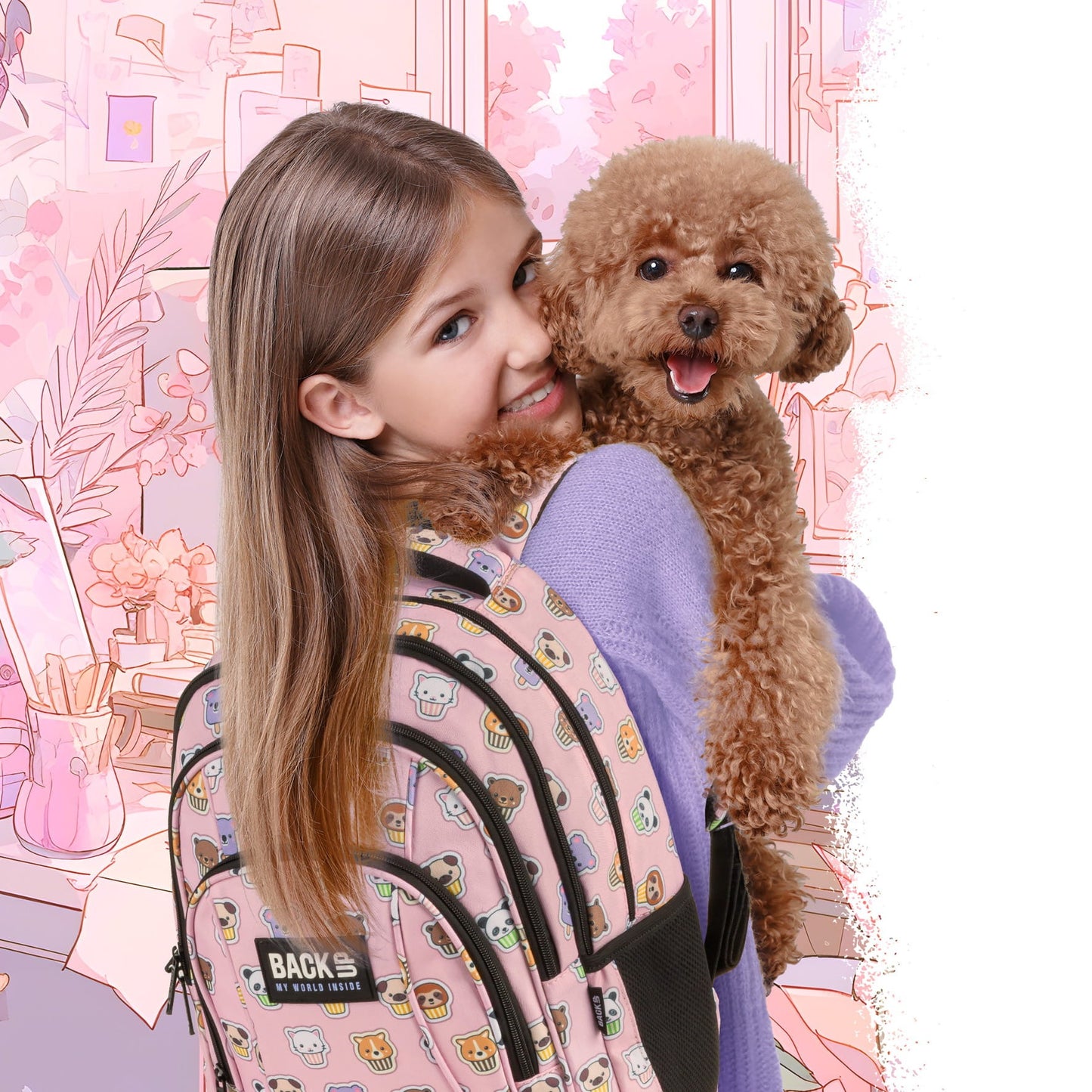 Mokykline kuprine BackUP 26L – Animals Girl (A30)