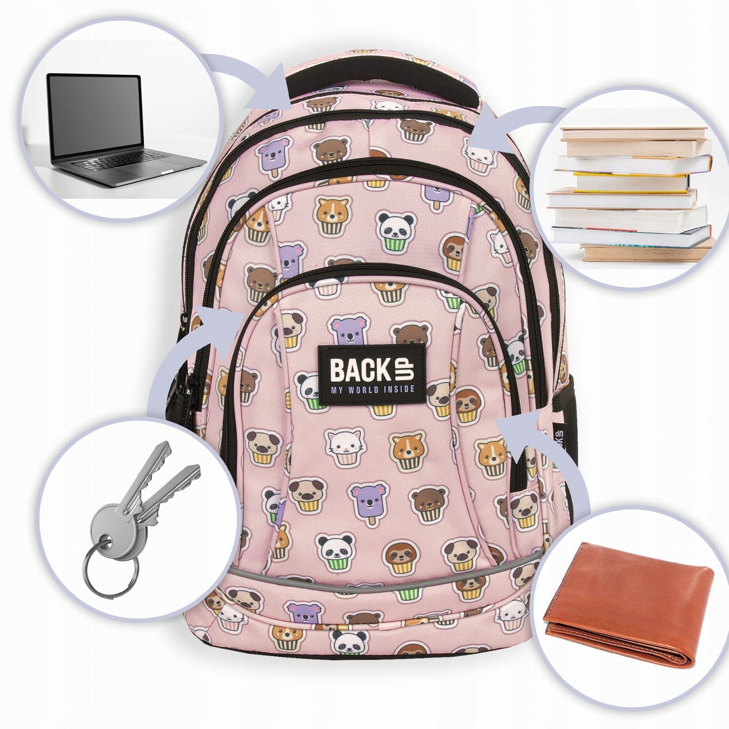 Mokykline kuprine BackUP 26L – Animals Girl (A30)