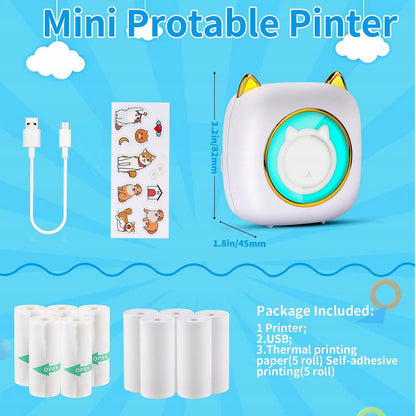 Belaidis mini terminis spausdintuvas – 10 popieriaus ritinėlių