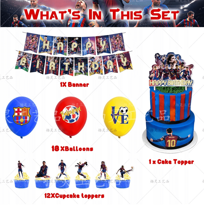 FC Barcelona tema gimtadienio dekoracijų rinkinys - PartyGo